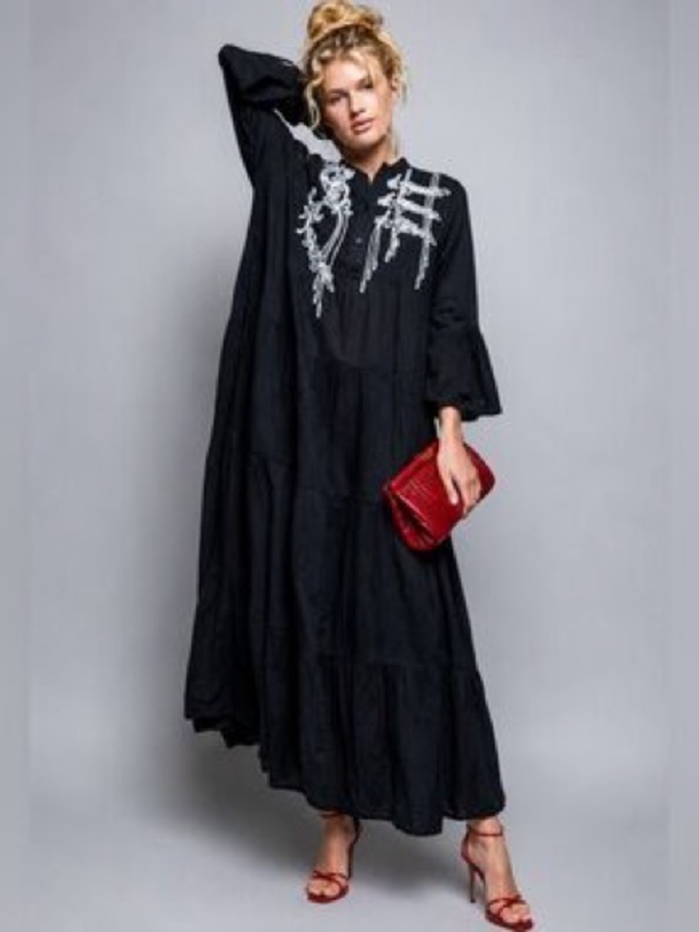 POL Black Embroidered MAXI Women’s Dress